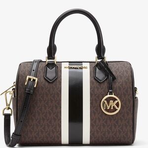 MICHAEL KORS Bedford Small Logo Stripe Satchel